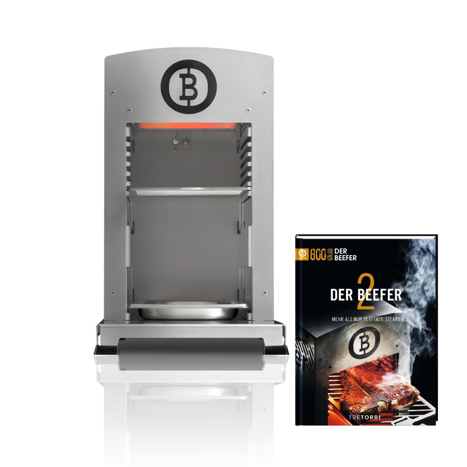 BEEFER One Pro DE/AT 50 mbar Propan 800°C Oberhitzegrill mit Kochbuch "Der BEEFER 2" im Set - 1110001-Set2