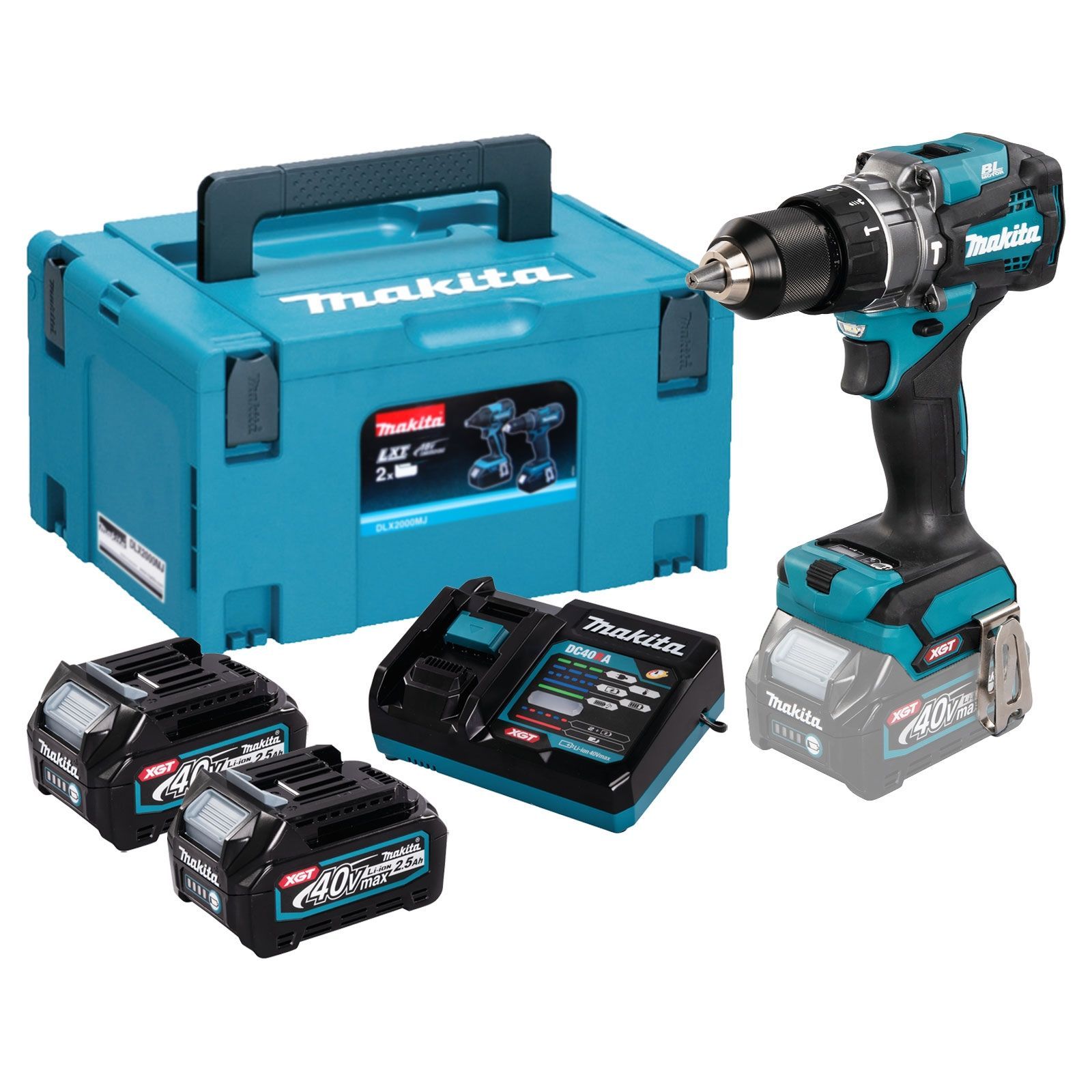 Makita HP001GD201 Akku-Schlagbohrschrauber 40V / 2x 2,5 Ah Akku + Ladegerät im Makpac