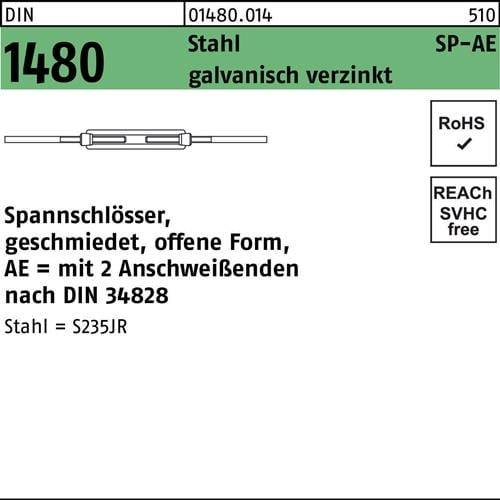 Spannschloss DIN 1480 offen 2Anschweißenden SP-AE M30 Stahl galv.verz. 1St.
