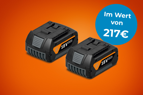 Zwei FEIN 18V Akkus im Wert von 217 € gratis als Prämie sichern FEIN 18V Akku-Set im Wert von 217 € – zwei Akkus gratis bei Aktionskauf