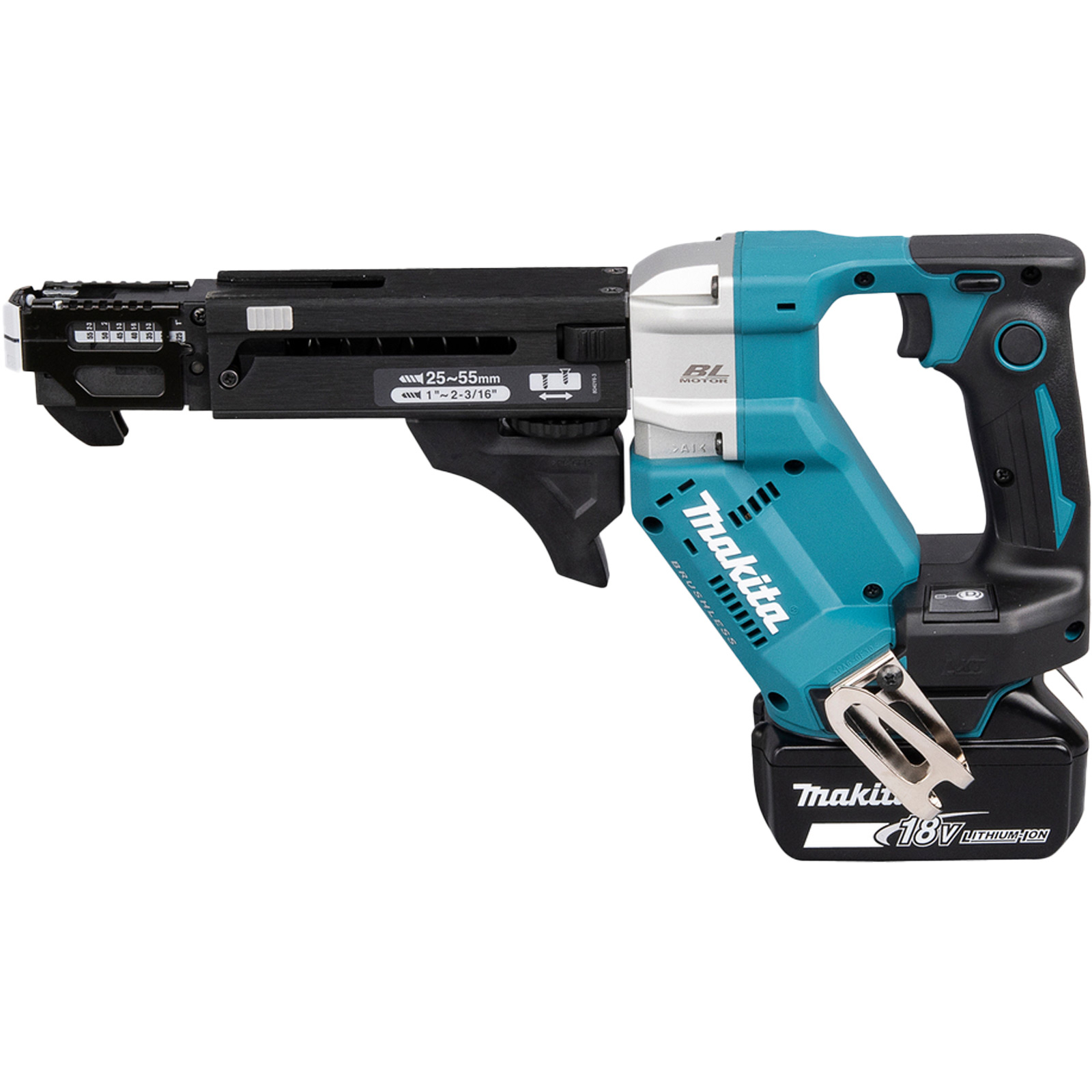 Makita DFR551RTJ Akku-Magazinschrauber 18V / 2x 5,0 Ah Akku + Ladegerät im MAKPAC