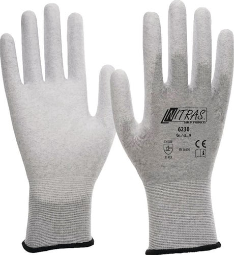 Nitras Handschuhe 6230 grau / weiß EN 388,EN 16350 PSA II 12