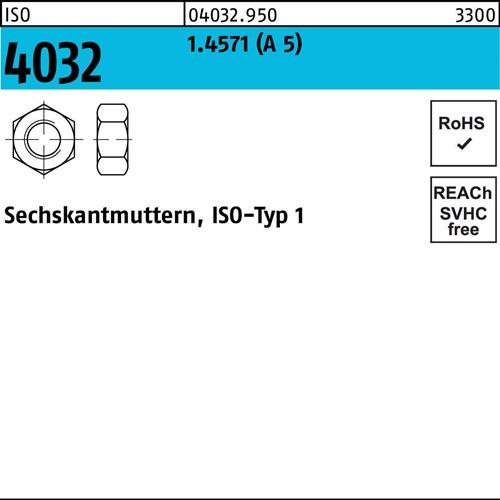 Sechskantmutter ISO 4032 M8 A 5 100 Stück