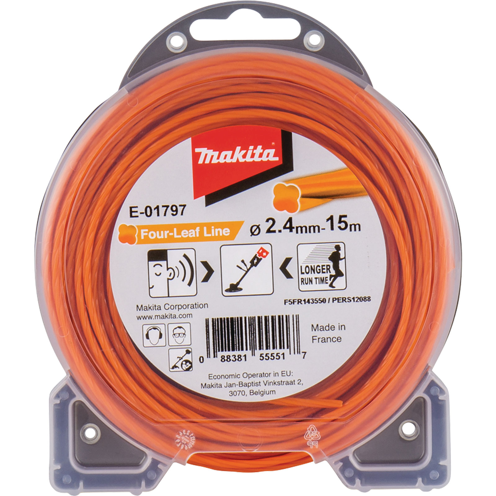 Makita Mähfaden Four-Leaf Orange 15 m Ø 2,4 mm - E-01797