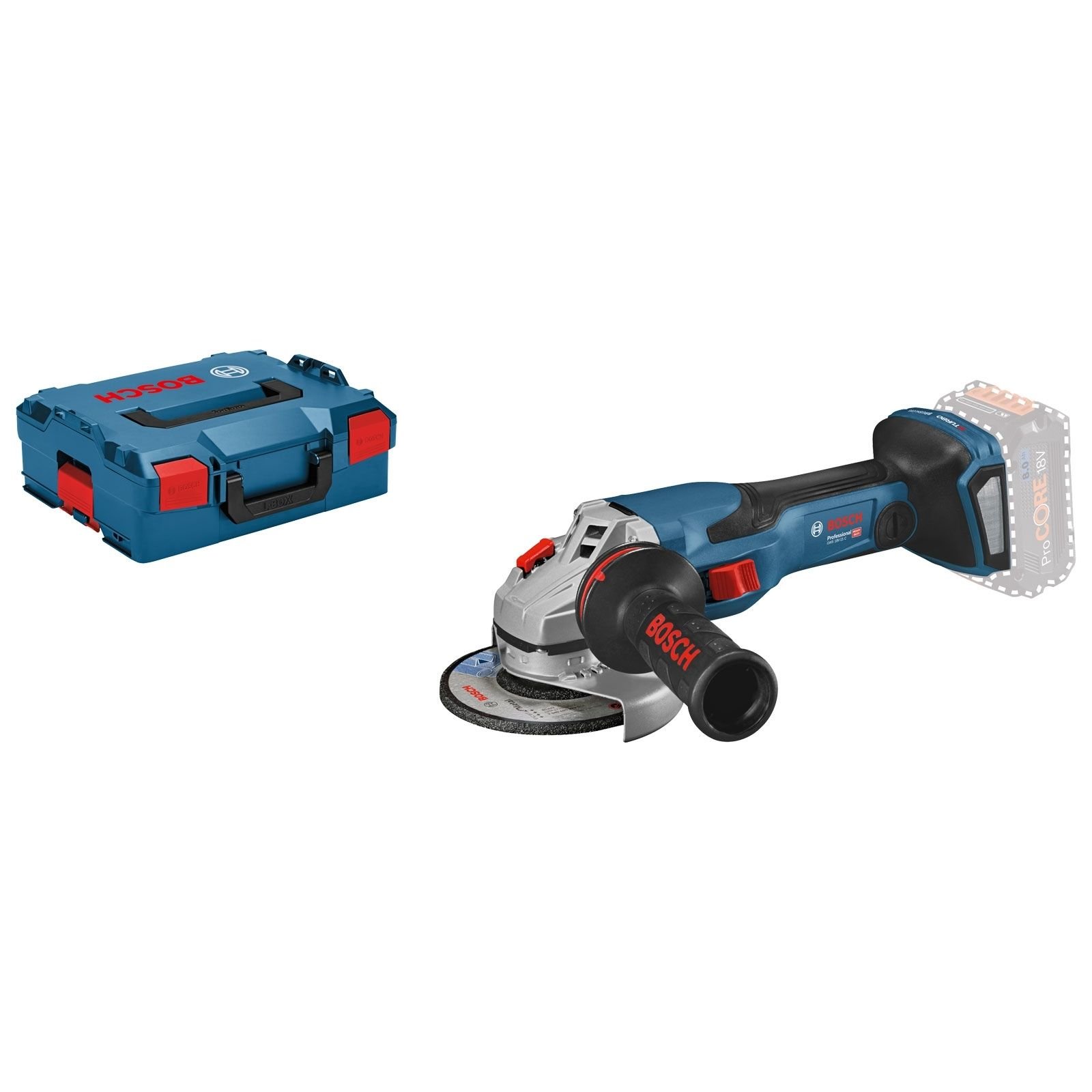 Bosch Akku-Winkelschleifer BITURBO GWS 18V-15 C Ø 125 mm Solo inkl. Zubehör-Set in L-Boxx - 06019H6000