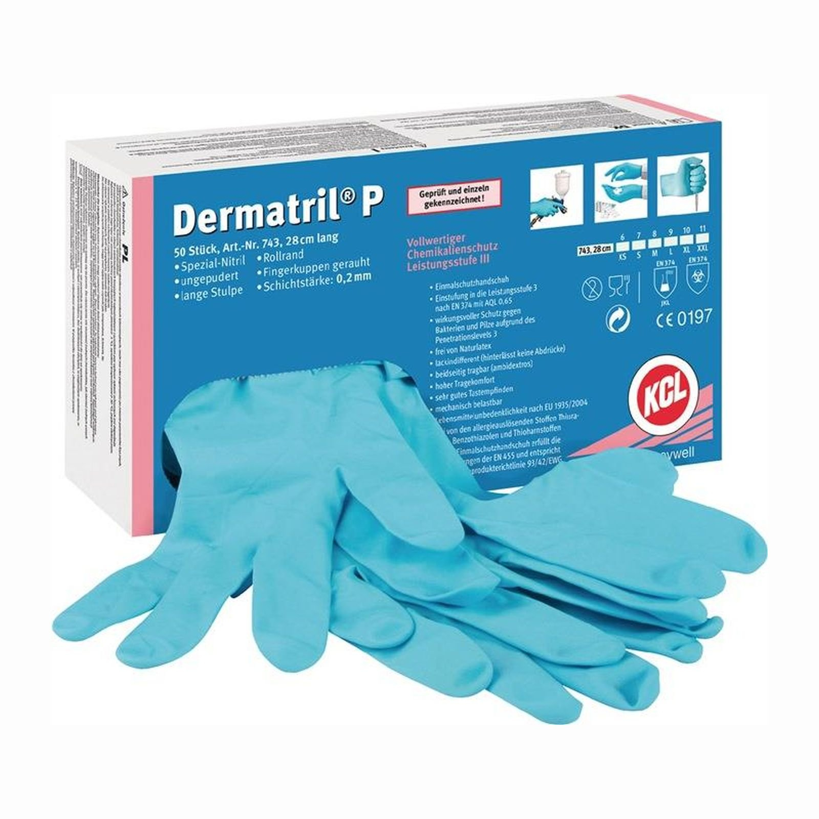 Honeywell 50x Einweghandschuhe Dermatril P 743 blau