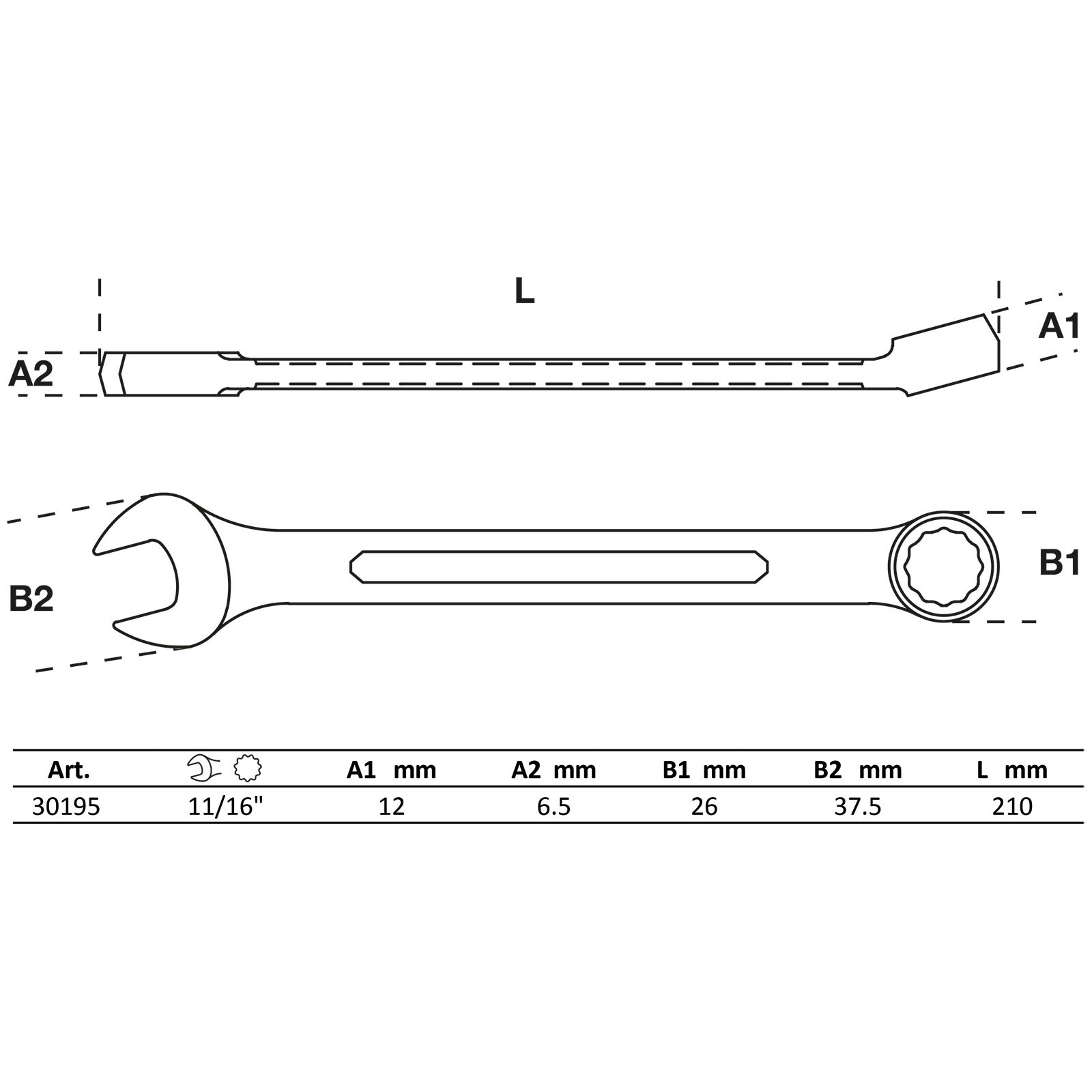 BGS Maul-Ringschlüssel SW 11/16" - 30195