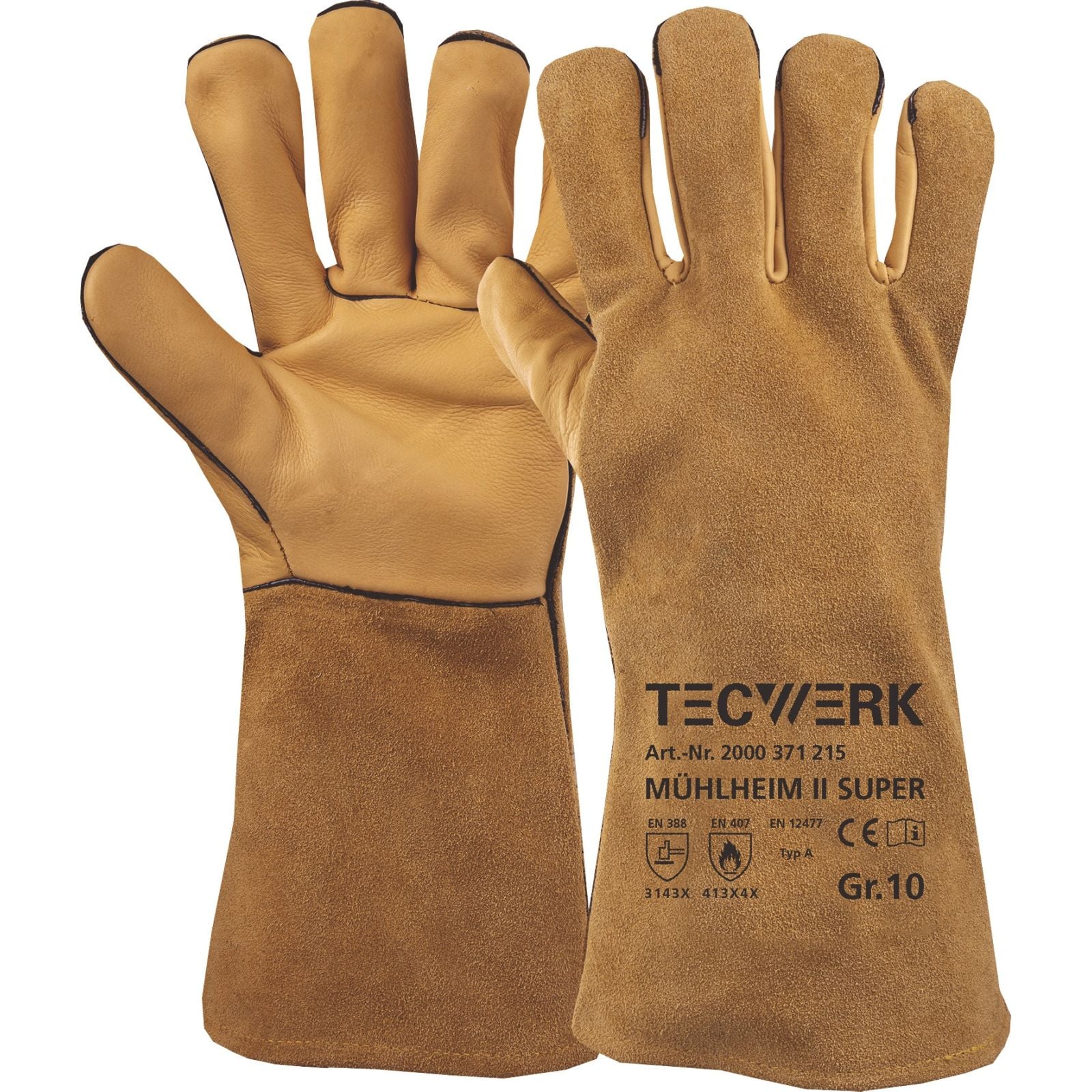 Schweißerhandschuhe Mühlheim II Super Gr.11 gelb EN 388/407/12477 6PA TW