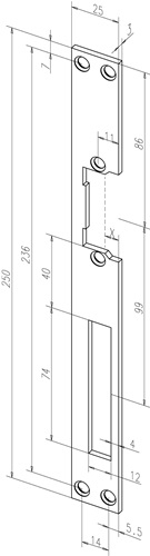 ASSA ABLOY Flachschließbl.021 VA ma ktg.B.25xL.250mm DIN L/R - 02135-01