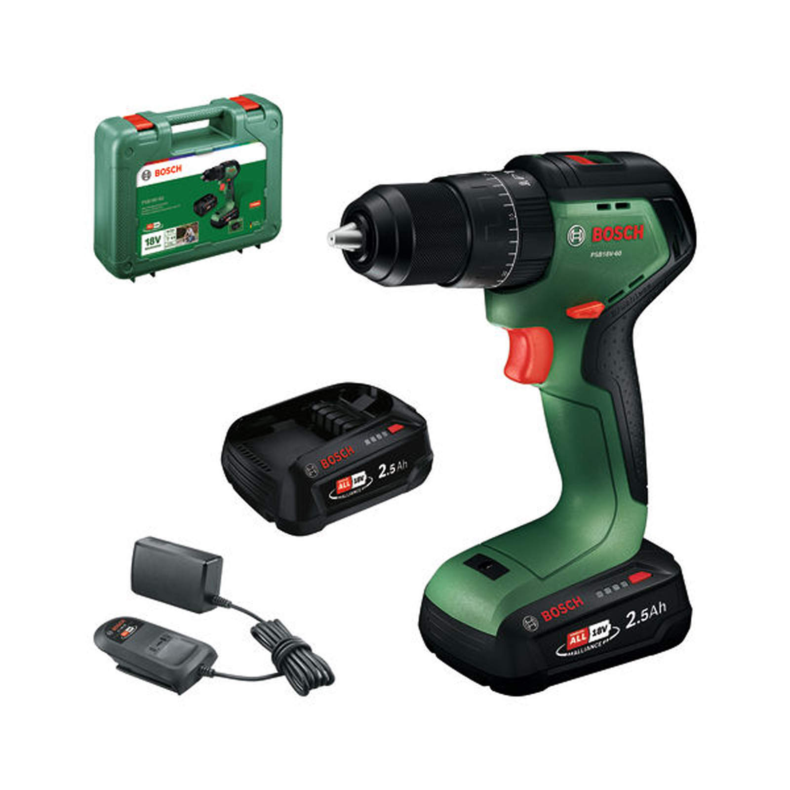 Bosch Akku-Schlagbohrschrauber PSB18V-60 / 1x Akku PBA 18V 2.5Ah in Koffer - 06039D7302