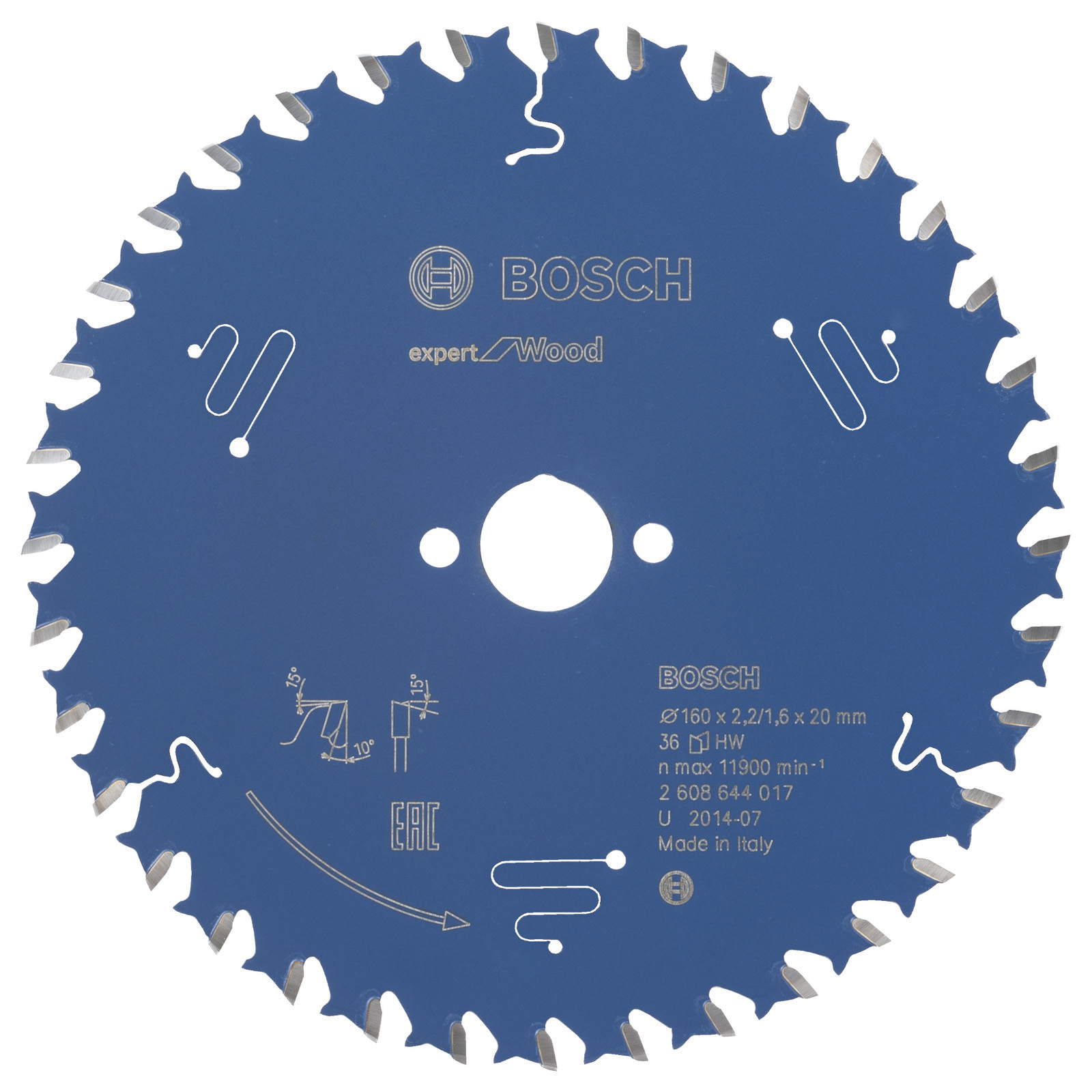 Bosch Kreissägeblatt Expert for Wood für Handkreissägen 160 x 20 x 2,2 mm 36 - 2608644017