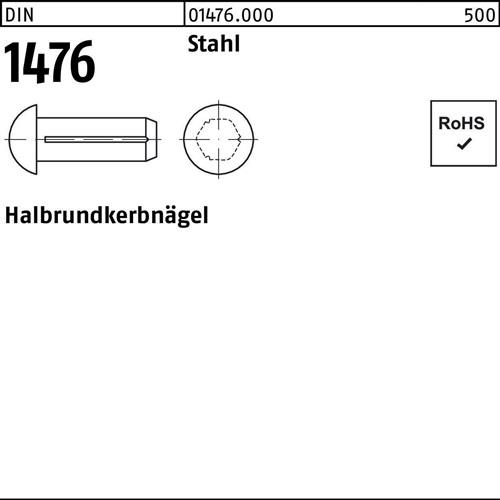Halbrundkerbnagel DIN 1476 4x 15 Stahl 2000 Stück