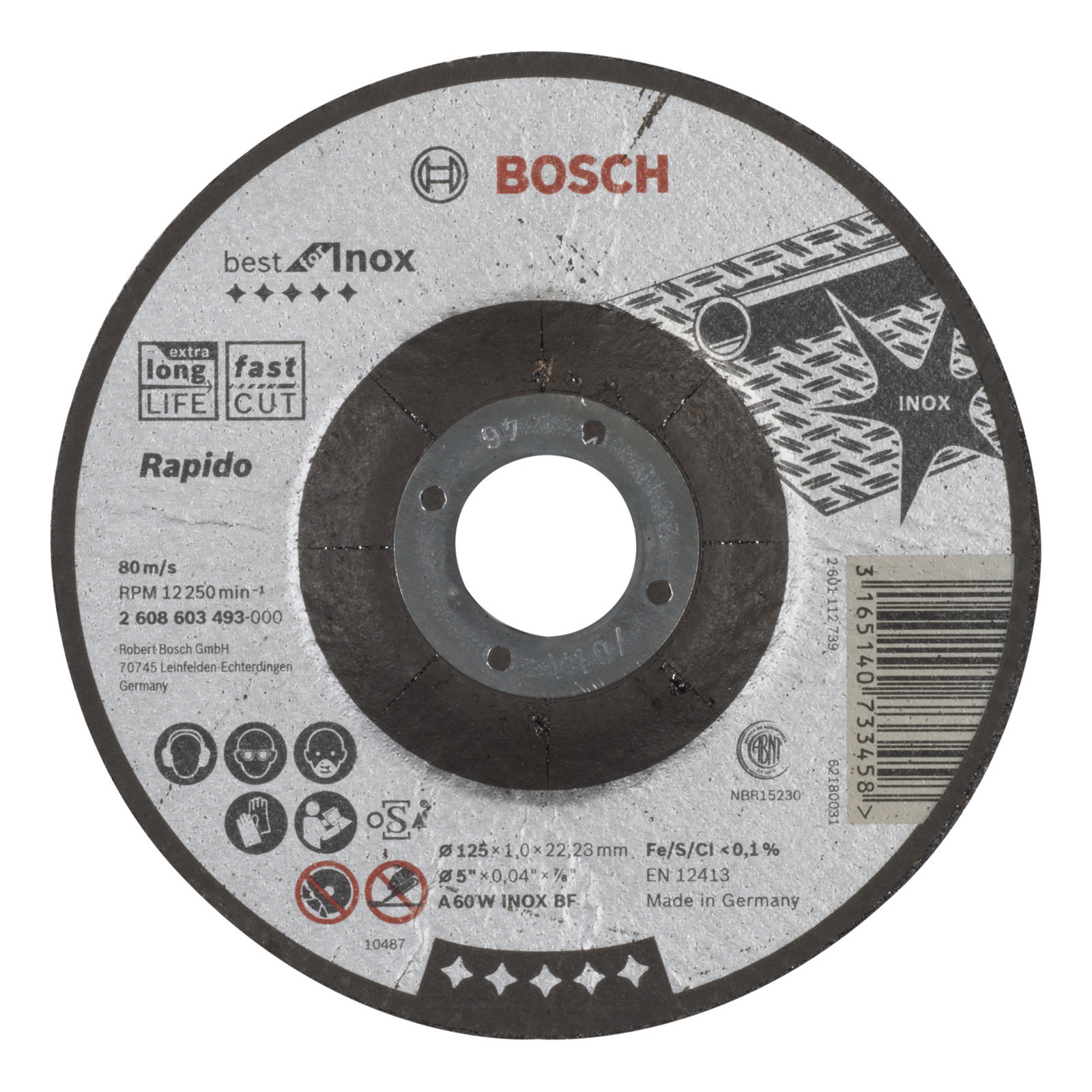 Bosch Trennscheibe gekröpft Best for Inox Rapido A 60 W INOX BF 125 22,23 1 mm - 2608603493