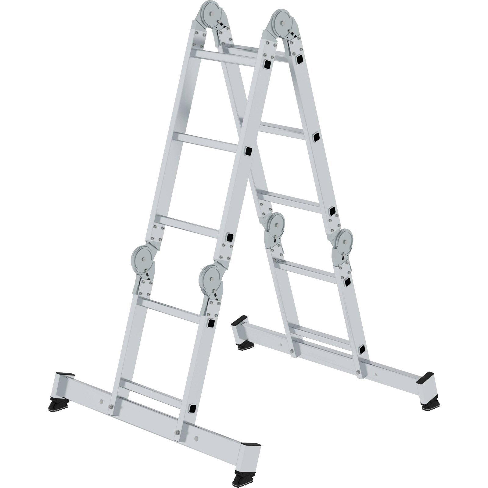 Günzburger Steigtechnik Vielzweckleiter 4tlg. mit nivello-Traverse und Holzbelag