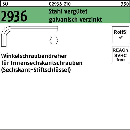 Winkelschraubendreher ISO 2936 Innen-6kt SW 5 Stahl vergütet galv.verz. 100St.