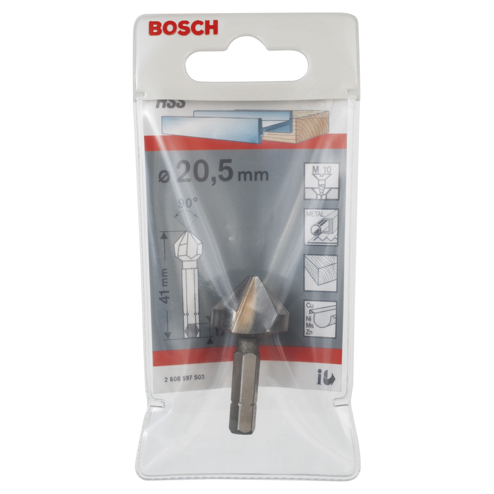 Bosch Kegelsenker 20,5 mm M10 41 mm 1/4" - 2608597503