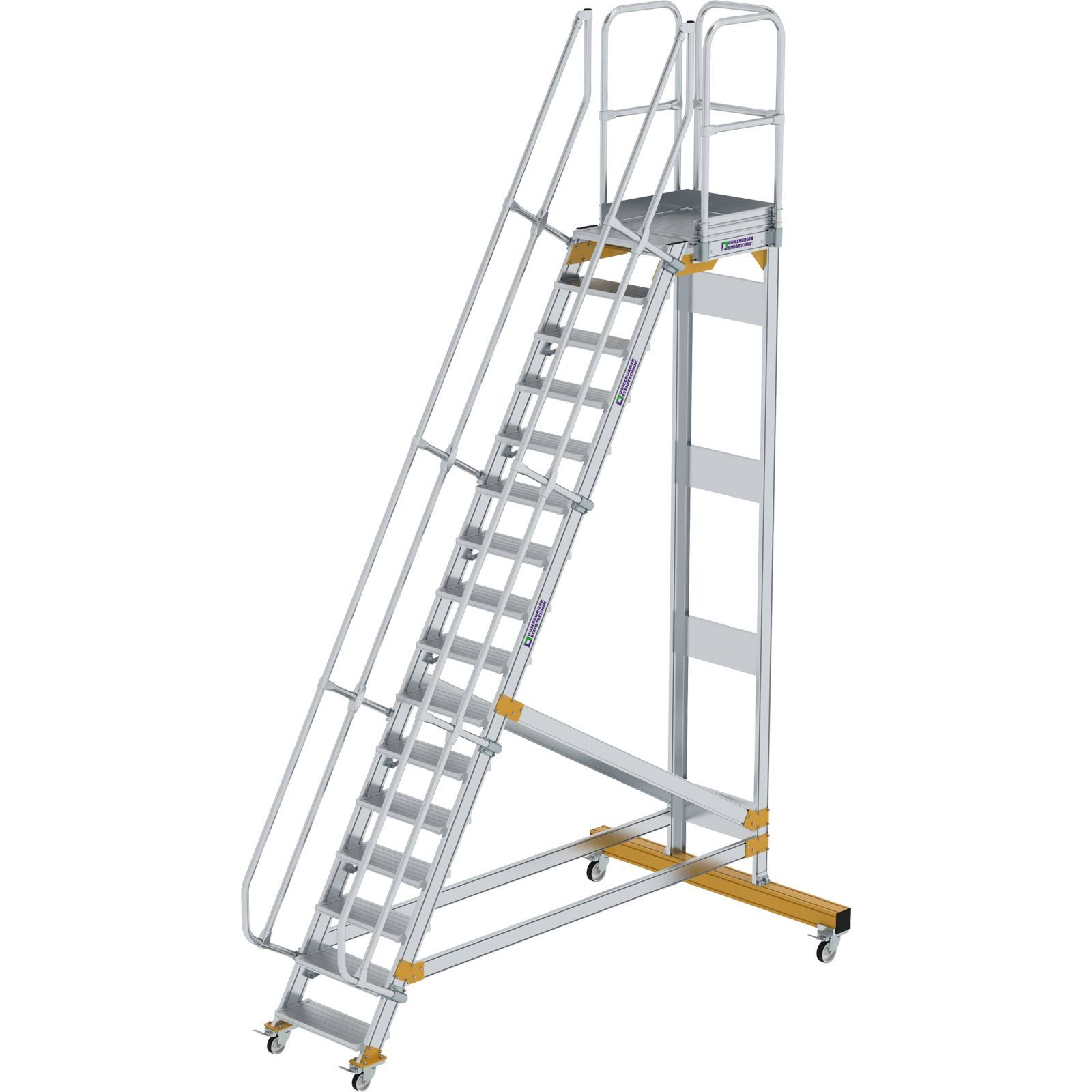 Günzburger Steigtechnik Plattformtreppe 60° fahrbar Stufenbreite 0,6 m 16 Stufen - 600716