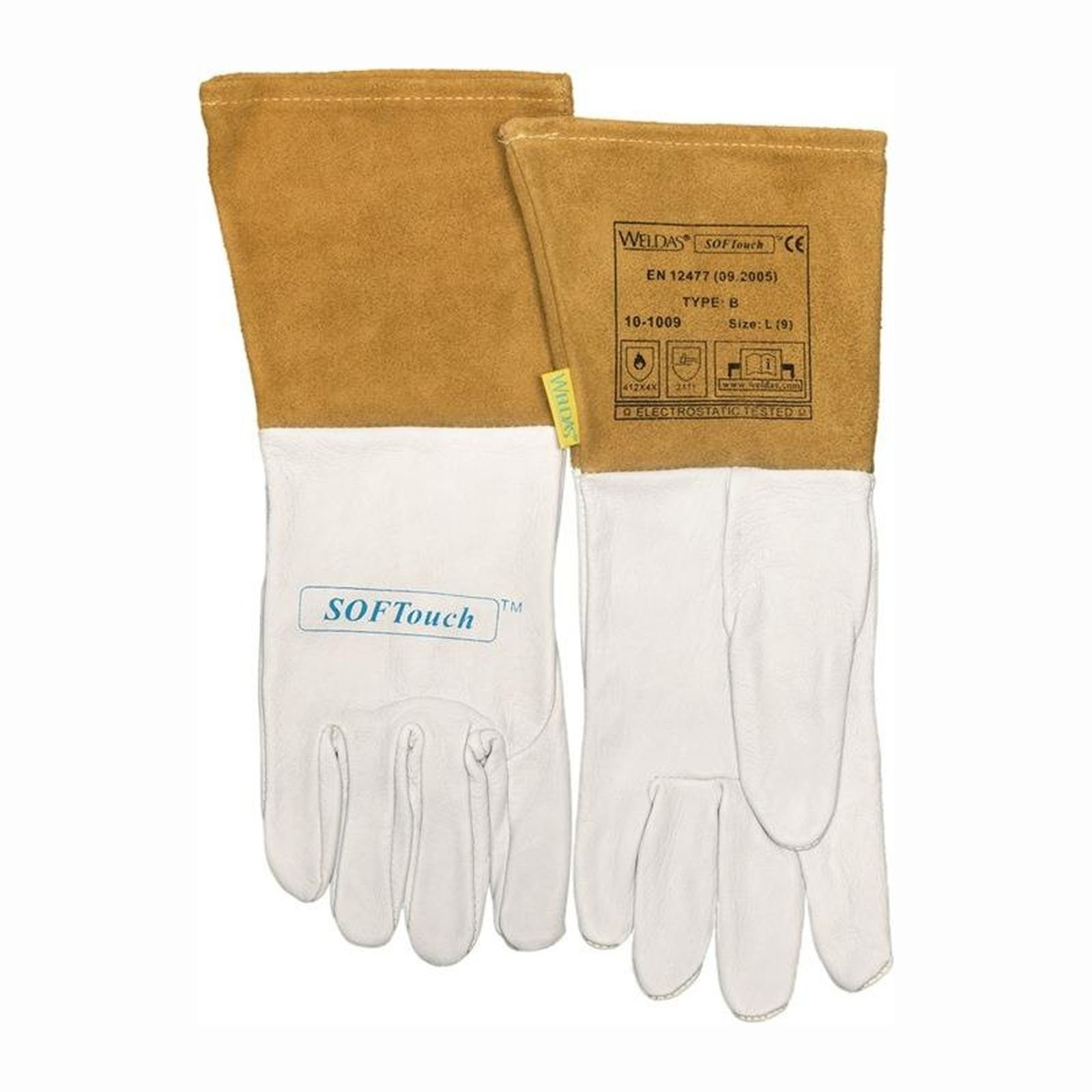 Weldas 5 Paar Schweißerhandschuhe natur / orange EN 388 EN 12477 EN 1149-2