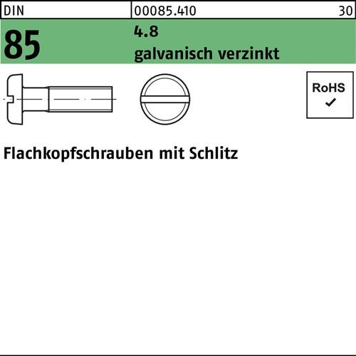 Flachkopfschraube DIN 85/ISO 1580 Schlitz M5x40 4.8 galv.verz. 2000St.