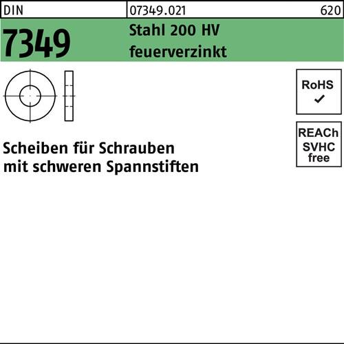 Scheibe DIN 7349 10,5x25x 4 Stahl 200HV feuerverz. 100 Stück