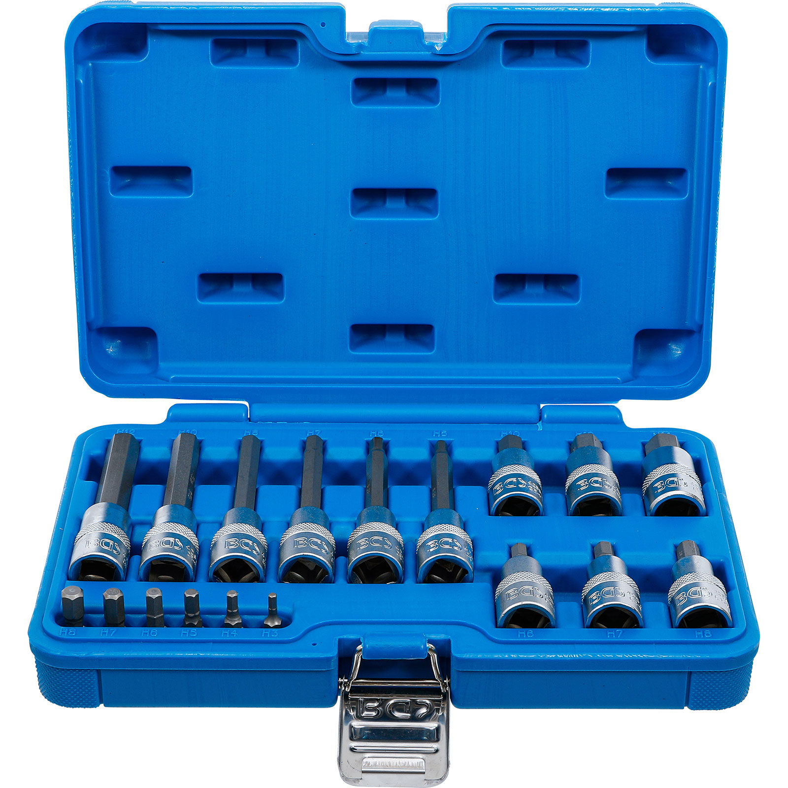 BGS Bit-Einsatz-Satz Antrieb Innenvierkant 6,3 mm (1/4") / 12,5 mm (1/2") Innensechskant 18tlg.  - 5171