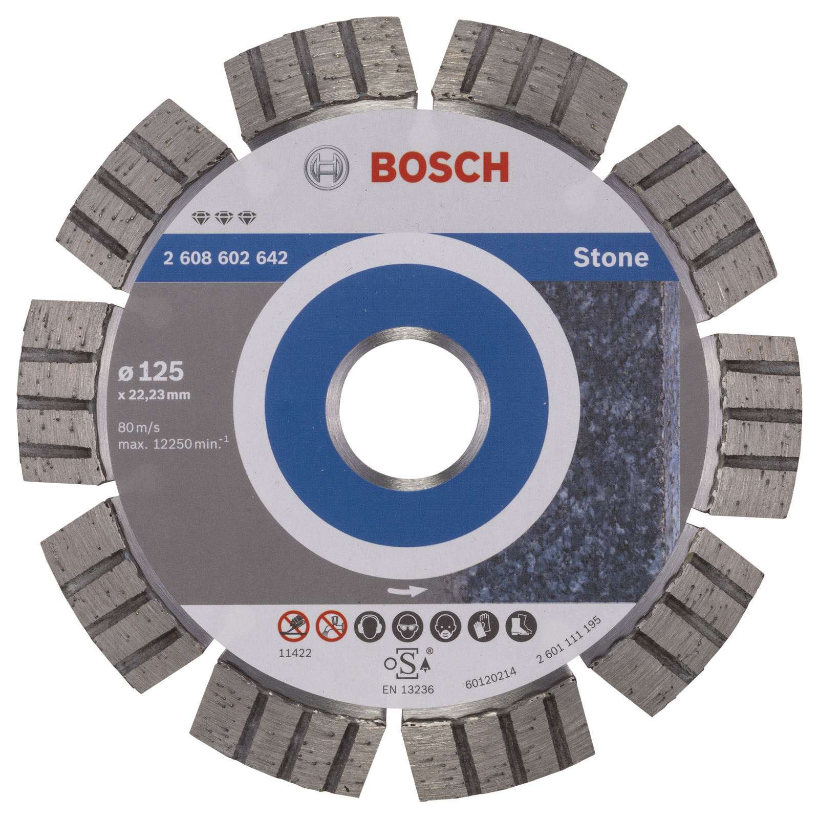 Bosch Diamanttrennscheibe Best for Stone, 125 x 22,23 x 2,2 x 12 mm -2608602642