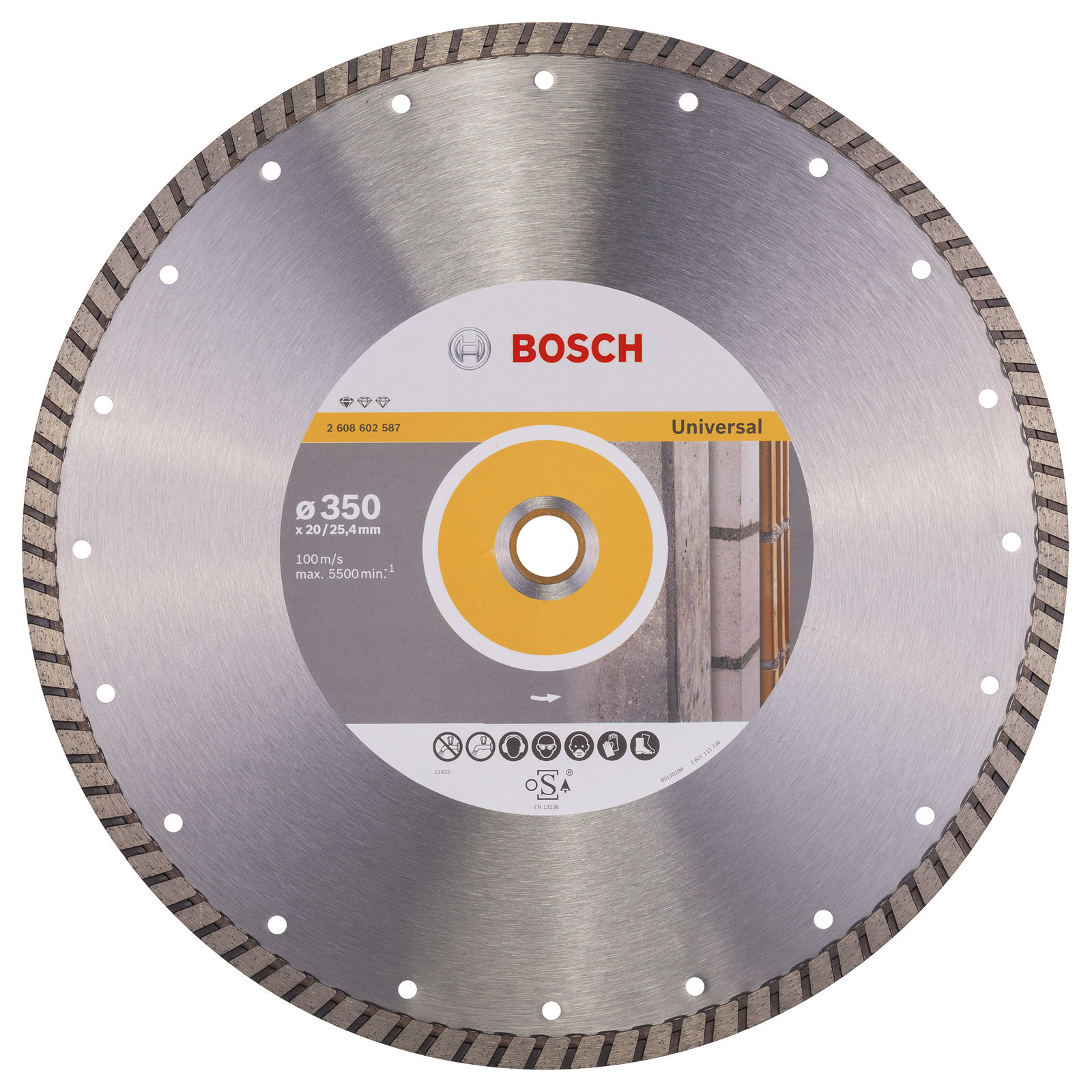 Bosch Diamanttrennscheibe Standard for Universal Turbo, 350 x 20,00+25,40 x 3 x 10 -2608602587