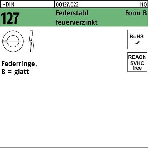 Federring DIN 127 B 10 Federstahl feuerverz. 1000 Stück