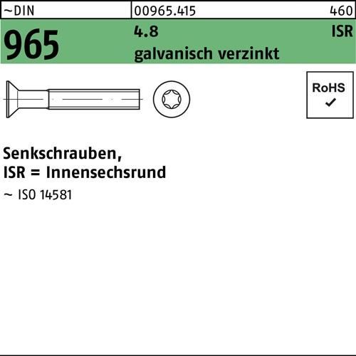 Senkschraube DIN 965 ISR M3x16-T10 4.8 galv.verz. 2000St.