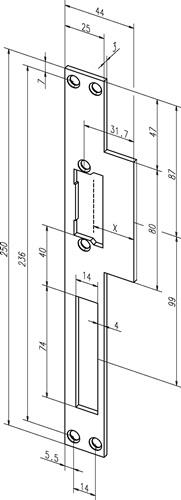 ASSA ABLOY Lappenschließblech 14C ktg.B.44xL.250mm DIN L/R - -------14C35-01