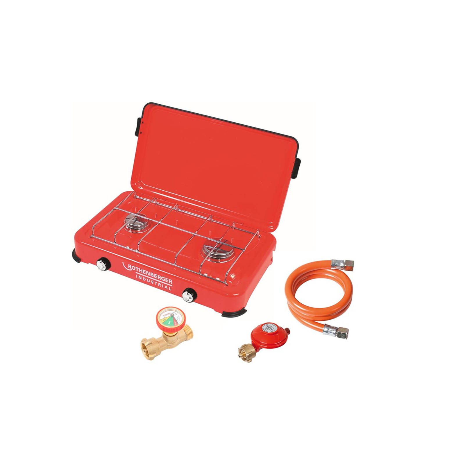 ROTHENBERGER Industrial Duo Campingkocher inkl. Schlauch & Regler mit Gas OFF Set - 1500005397
