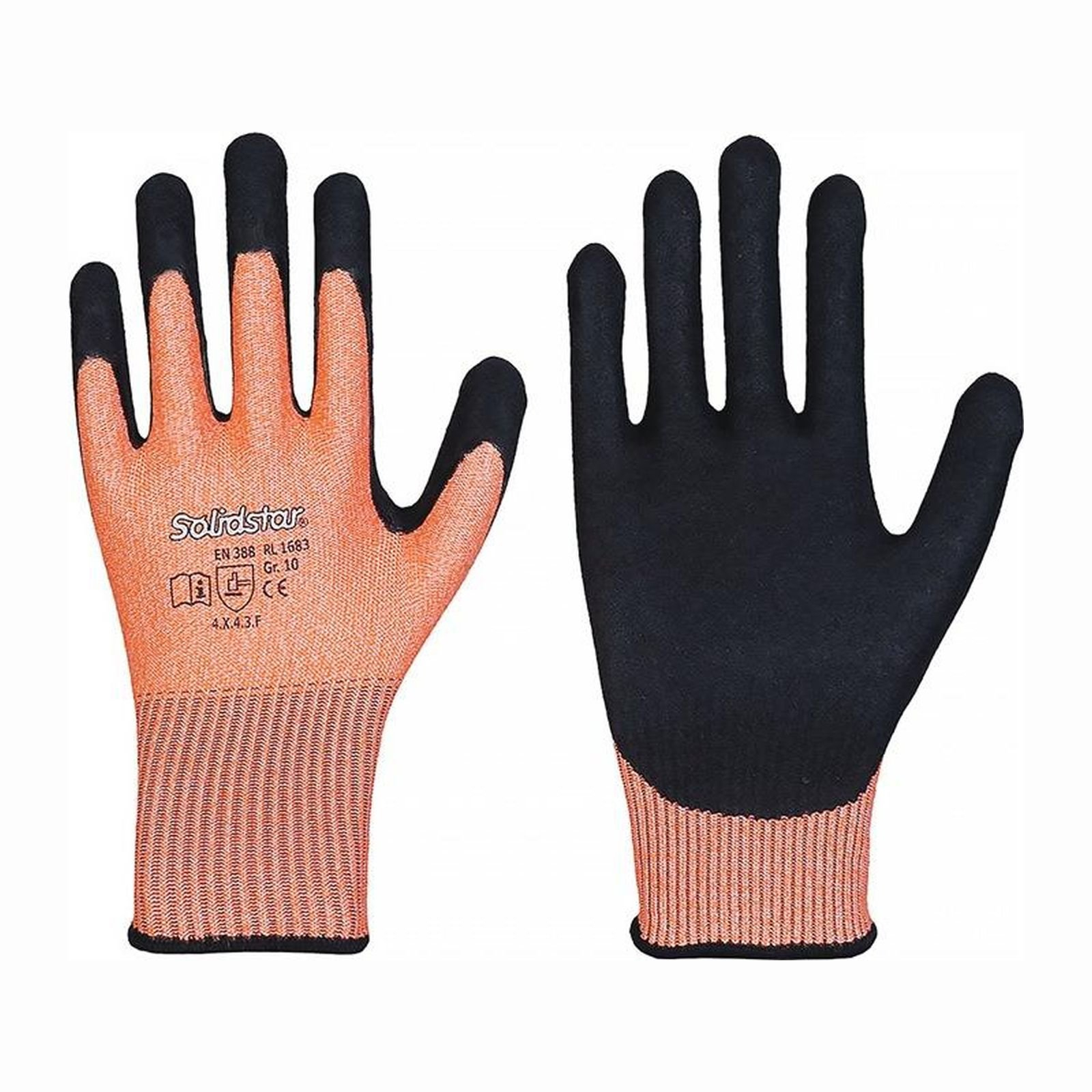 LEIPOLD 12 Paar Schnittschutzhandschuhe Solidstar 1683 orange / schwarz