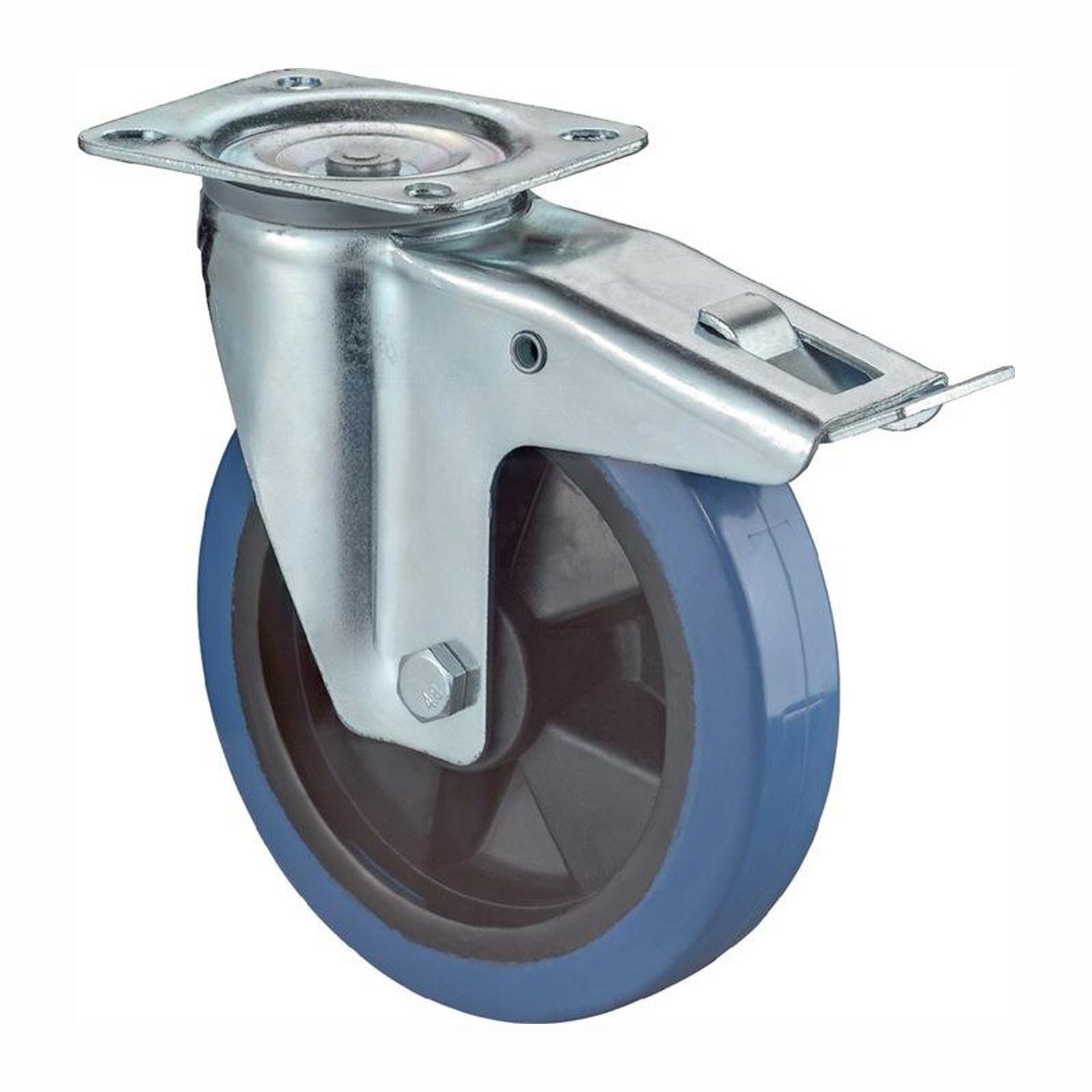 BS Rollen Lenkrolle mit Feststeller und Anschraubplatte Elastik-Vollgummi Rollenlager