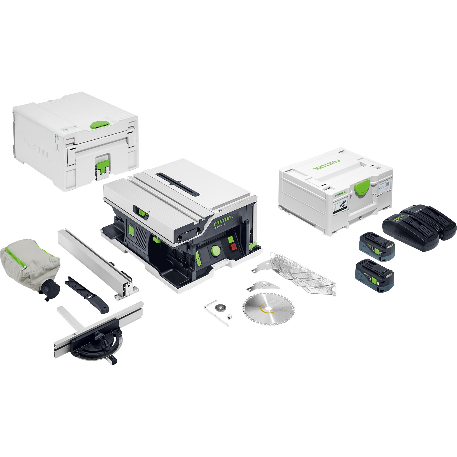 Festool Akku-Tischkreissäge CSC SYS 50 EBI-Plus Ø 168 mm / 2x 5,0 Akku + Ladegerät - 577374