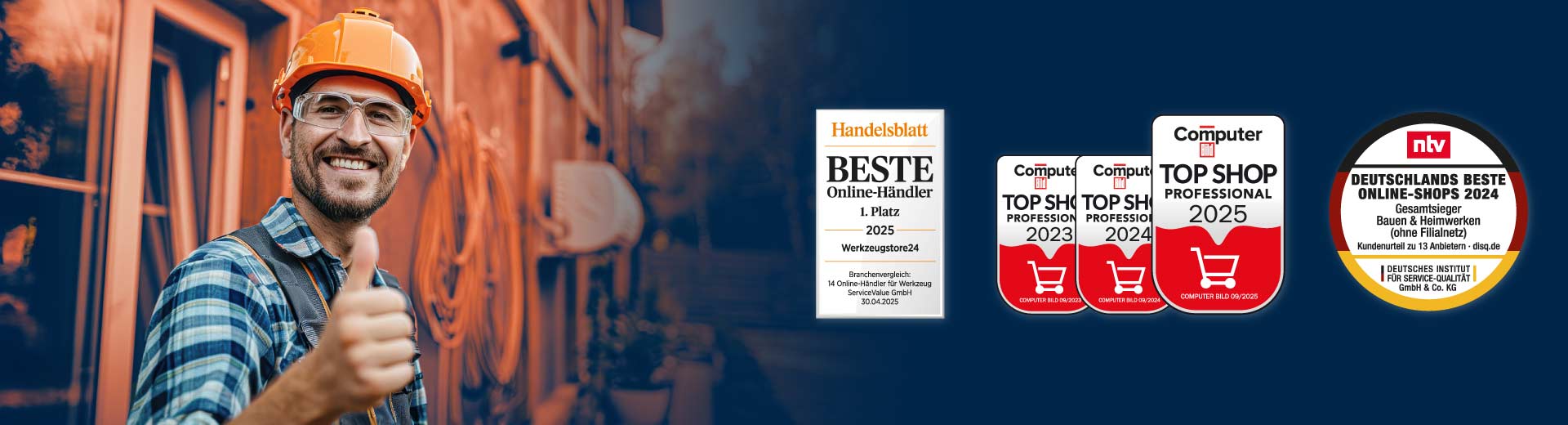 Top bewertet: Werkzeugstore24 ist bester Online-Händler 2025 – Auszeichnungen von Handelsblatt, Computer Bild und ntv Werkzeugstore24 ausgezeichnet als bester Online-Händler – mehrfach prämiert mit Handelsblatt, Computer Bild und ntv Awards