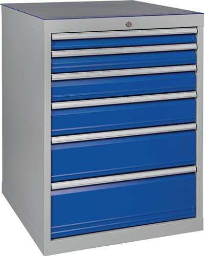 Schubladenschrank H1019xB705xT736mm lichtgrau/signalblau 6 Schubl.BEDRUNKA+HIRTH