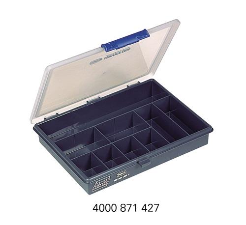 raaco Sortimentskasten B 240 x T 195 x H 43 mm 9 Fächer transparent / dunkelblau - 136150