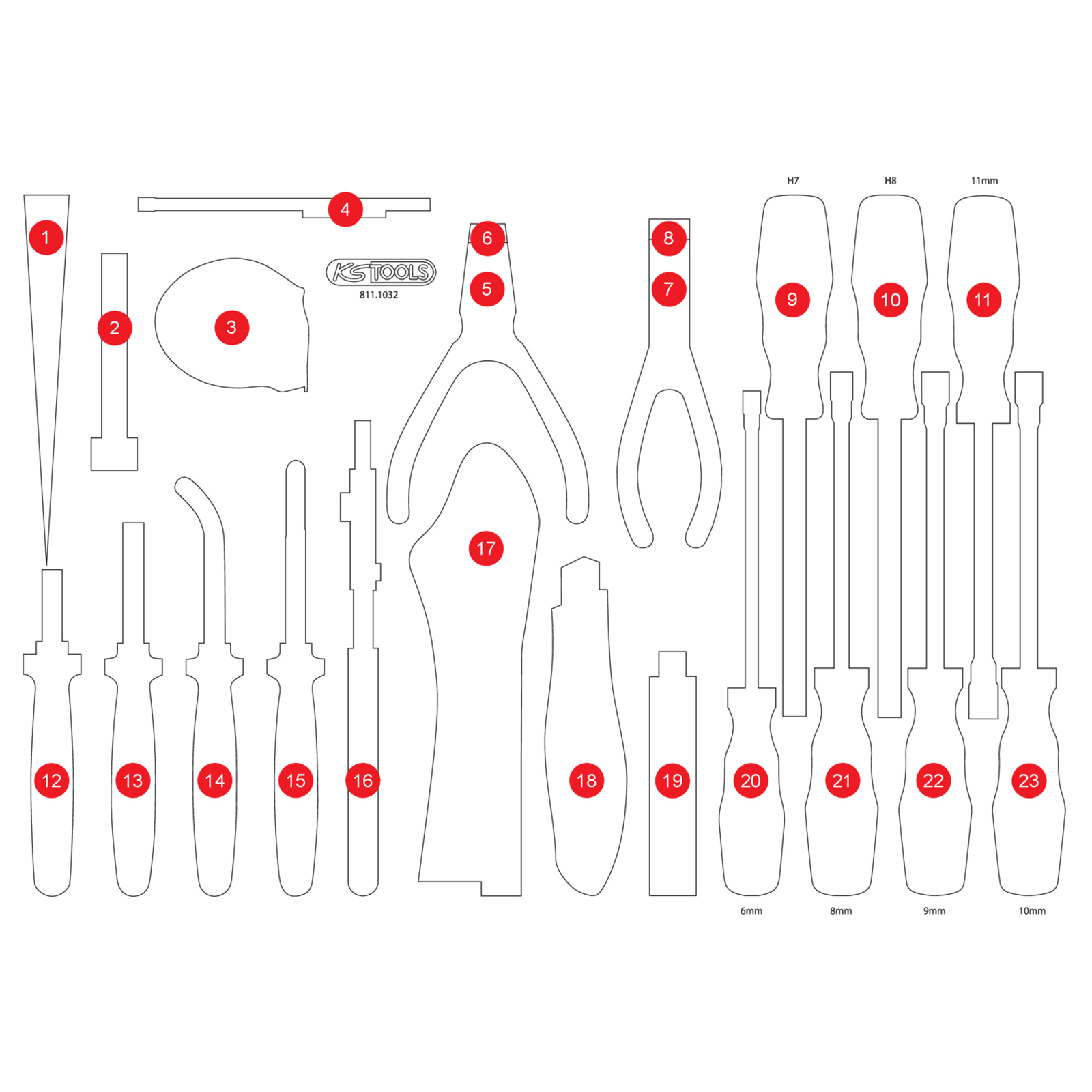 KS TOOLS leere Schaumstoffeinlage zu 811.1032 - 811.1032-97