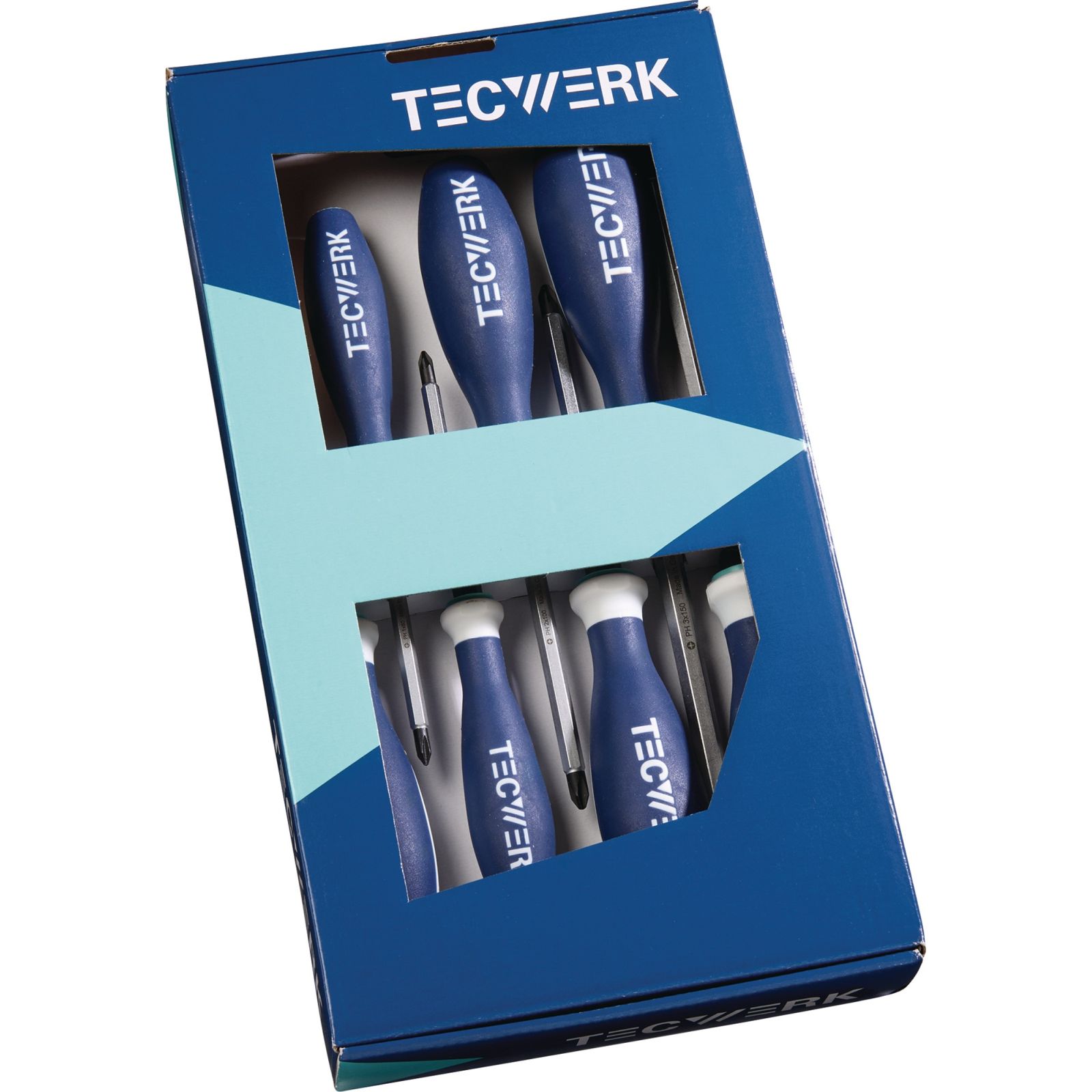 Schraubendrehersatz 7-tlg.Schlitz/PH/PZD 3K-Griff 6-Kant-Klinge/Ans.TECWERK