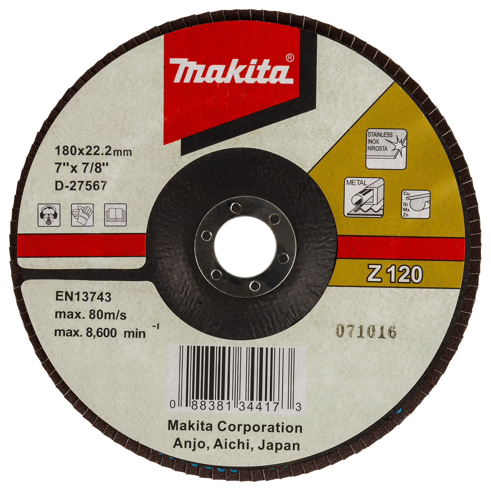 Makita Fächerschleifscheibe 180 mm Z120 - D-27567