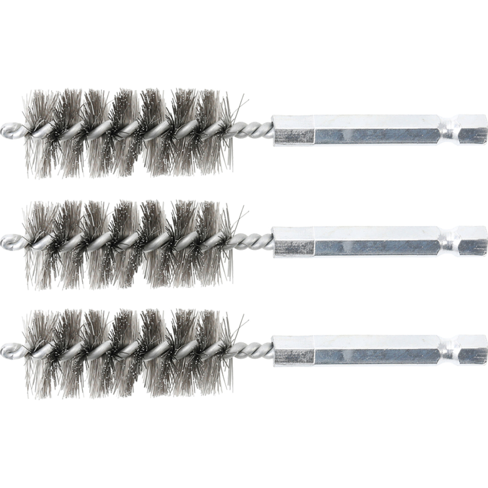 BGS Stahlbürste 18 mm Antrieb Außensechskant 6,3 mm (1/4") 3tlg. - 3078-18-S