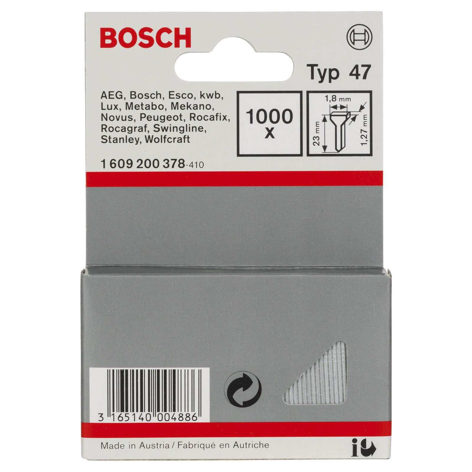 Bosch 1.000x Nagel Typ 47 1,8 x 1,27 x 23 mm - 1609200378