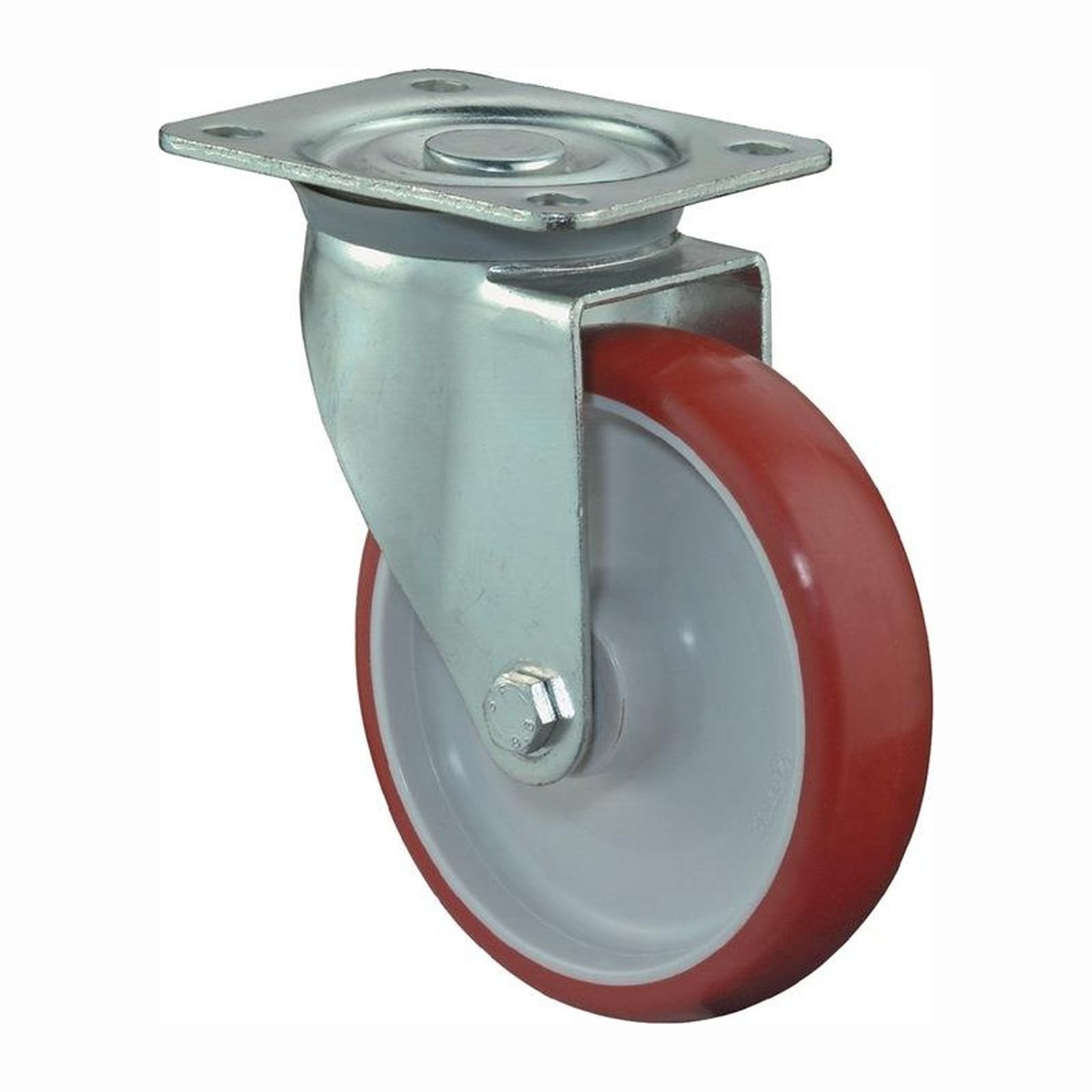 BS Rollen Lenkrolle mit Anschraubplatte Polyurethan rot Rollenlager 125 mm 150 kg - L400.B31.125