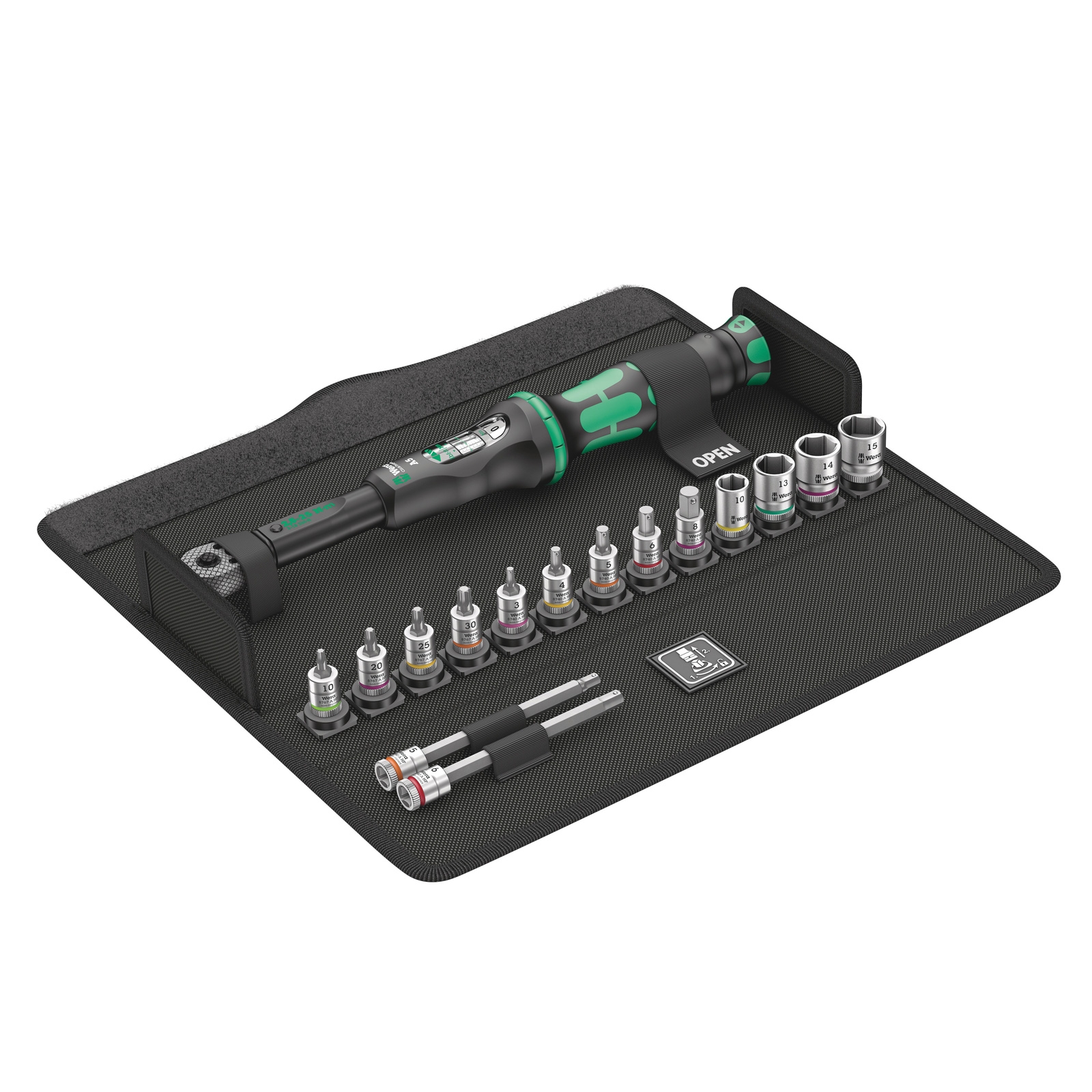 Wera Bicycle Set Torque 1 - 16tlg. Click-Torque A5 in textiler Box mit Nüssen - 004180