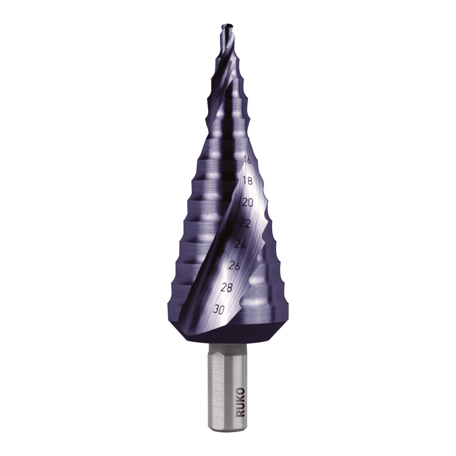 RUKO Stufenbohrer HSS-TiAlN, spiralgenutet mit Kreuzanschliff - 101052F
