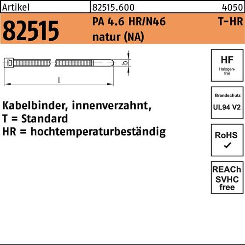 Kabelbinder R 82515 innenverz. 2,5x100/22 PA4.6 HR/N46 NA 1000St HELLERMANNTYTON