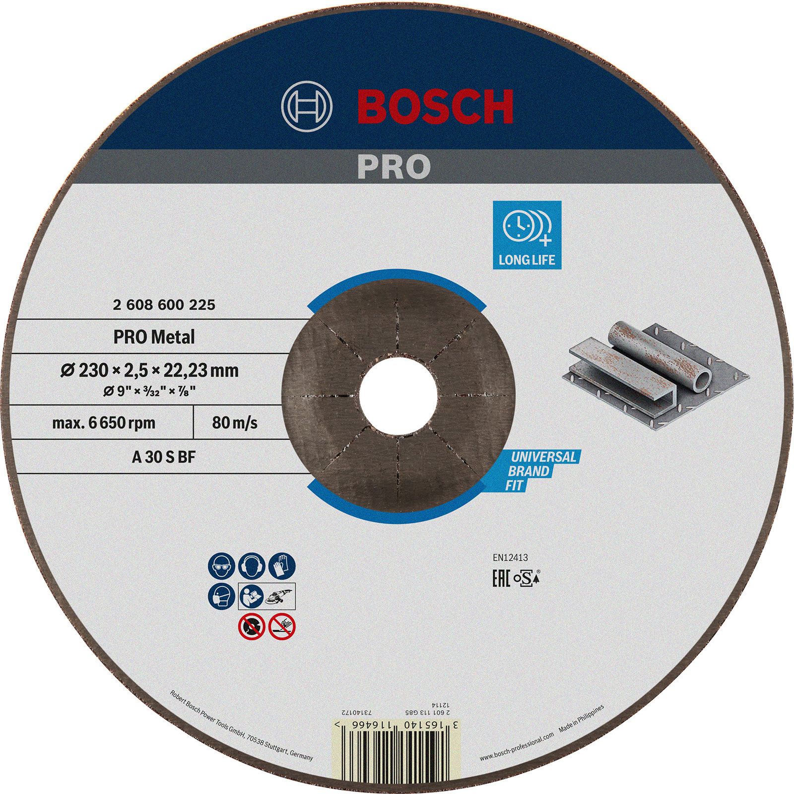 Bosch PRO Metal Trennscheibe 230 x 2,5 x 22,23 mm - 2608600225