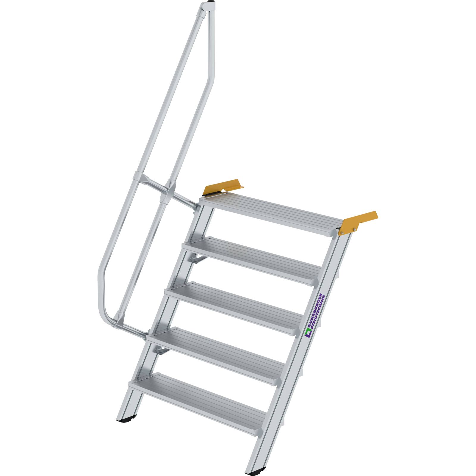 Günzburger Steigtechnik Treppe 60° Stufenbreite 1.000 mm 5 Stufen Aluminium geriffelt - 600325