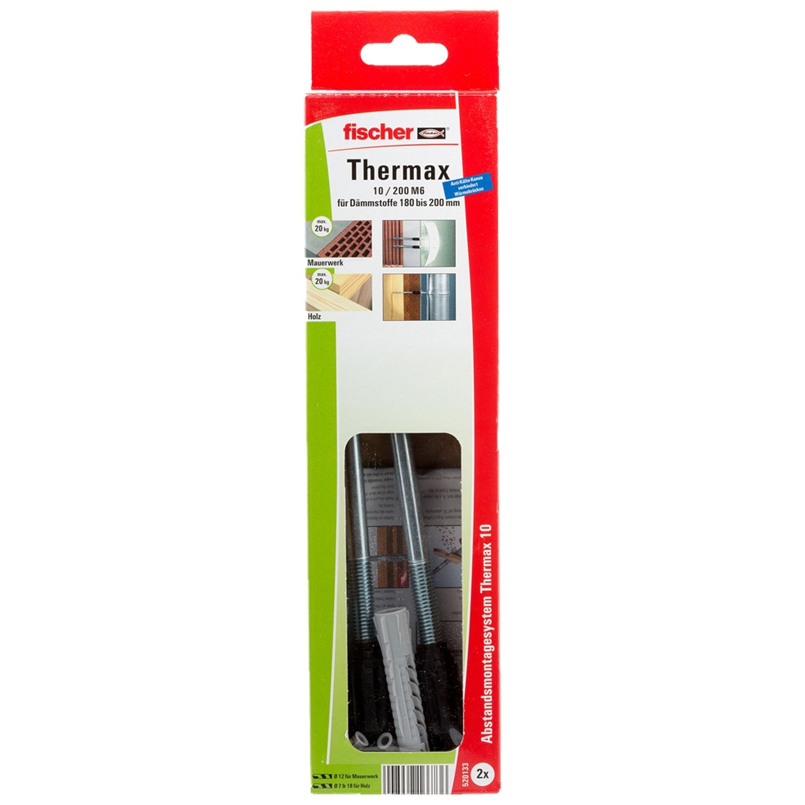 Fischer 2x Abstandsmontagesystem Thermax 10/200 M6 B - 520133