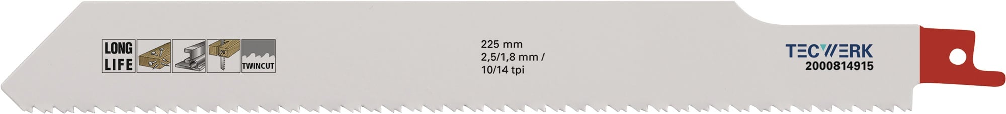Säbelsägeblatt L.225mm B.25mm TPI 10/14 2,5/1,8mm 5 St./Karte TW